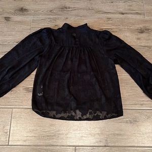 Banana Republic Black Floral Lace Top-XS